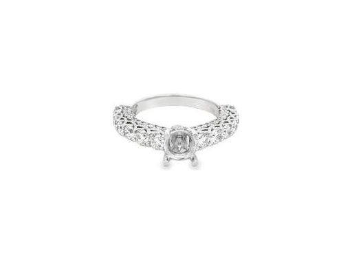 18K White Gold Ring with Natural Round Diamonds — Center Stone by Customer Choice
